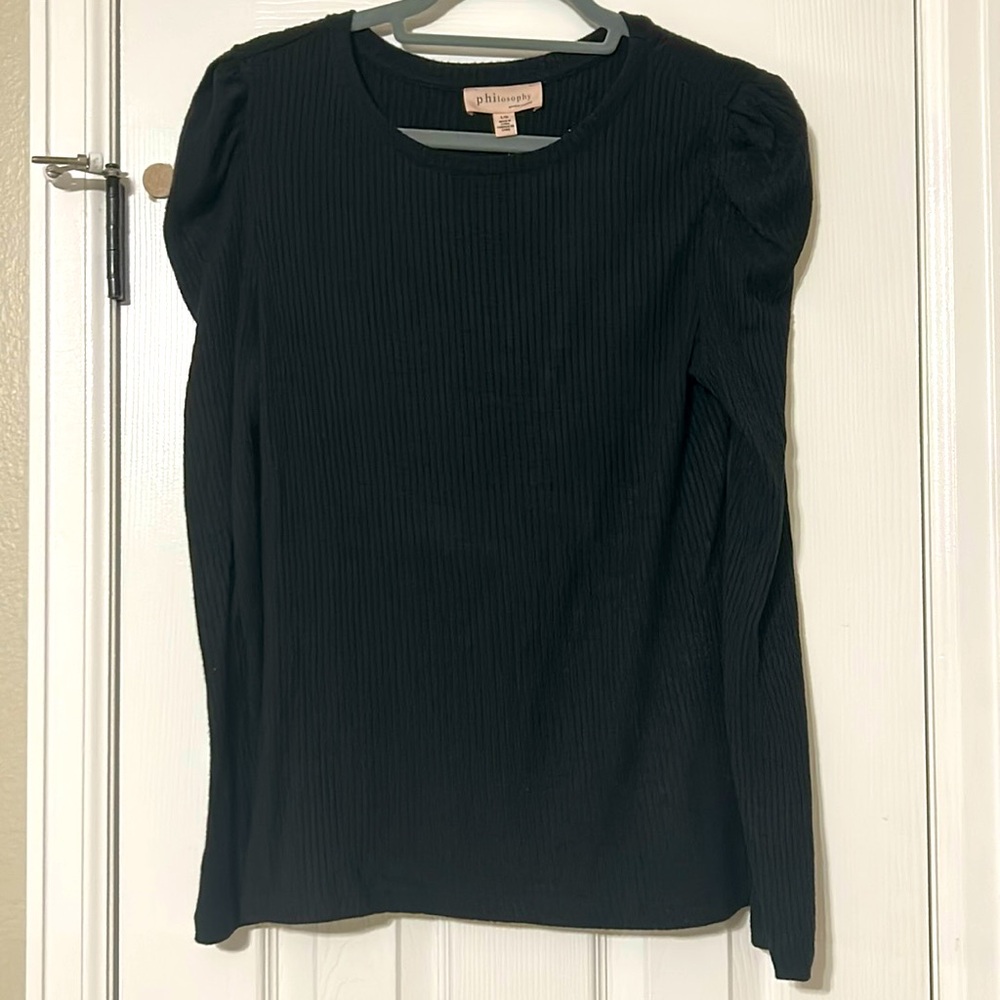 NWT Philosophy Black Ribbed Long sleeve shirt